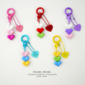 Creative Heart Gradient Keychain Korean Minimalist Wind Trend Earphone Pendant Men and Women Bag Car Accessories.