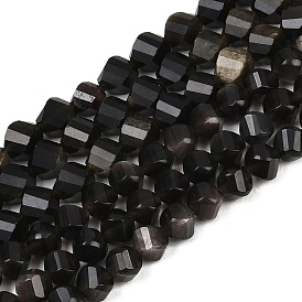 Природные обсидиана бисер нитей, граненые, твист