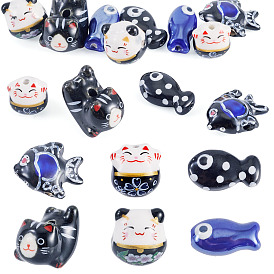 12шт. фарфоровые бусины ручной работы с принтом, разнообразные