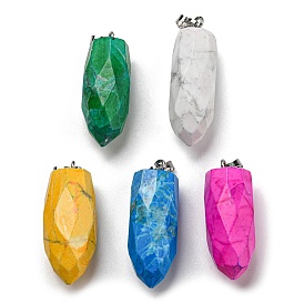 Natural Turquoise Pendants, with 201 Stainless Steel Findings, Dyed, Bullet