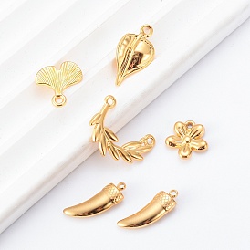 Stainless Steel Charms, Golden, Flower/Leaf Charm