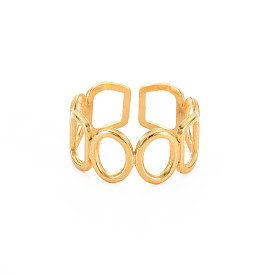 304 Stainless Steel Open Geometric Wrap Cuff Ring for Women