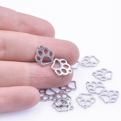 201 Stainless Steel Pendants, Cat Paw Print Charms