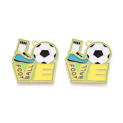 Подвески из эмали и сплава, футбол с любовными амулетами со словами, золотые