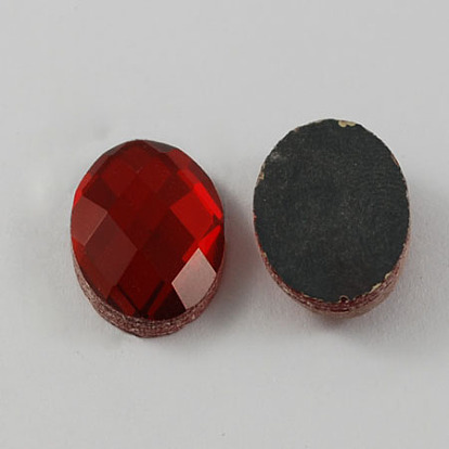 Electroplate Glass Cabochons, Flat Back & Back Plated, Faceted, Oval