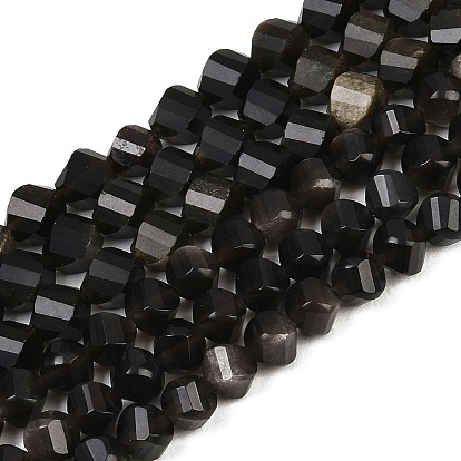 Природные обсидиана бисер нитей, граненые, твист