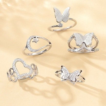 Комплекты колец-манжет/палец из нержавеющей стали и полимерной глины со стразами