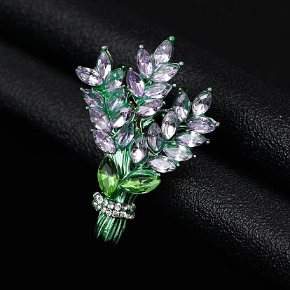 Alloy Rhinestone Brooch, Flower Lapel Pin