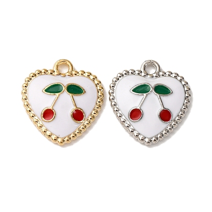 Подвески из эмали и сплава, сердце с вишневым шармом
