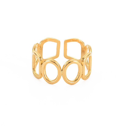 304 Stainless Steel Open Geometric Wrap Cuff Ring for Women