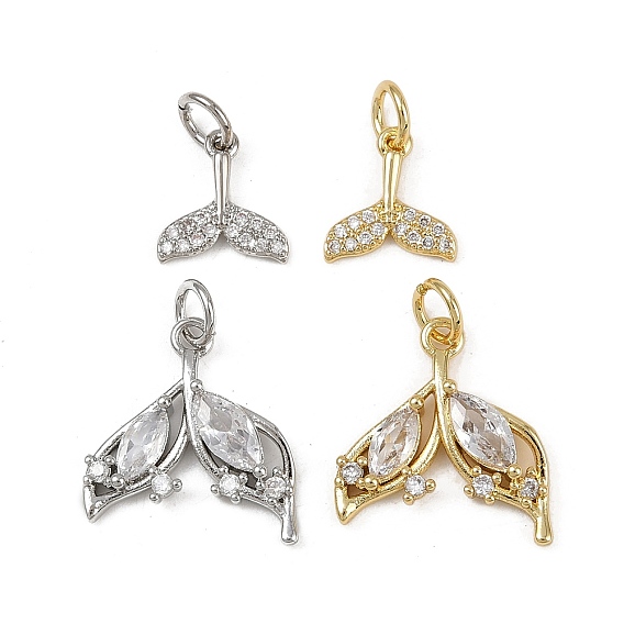 Латунные микро проложить кубического циркония подвески, прелести рыбий хвост, с целью перехода в кольце, долговечный, без кадмия и без свинца, стойки покрытие