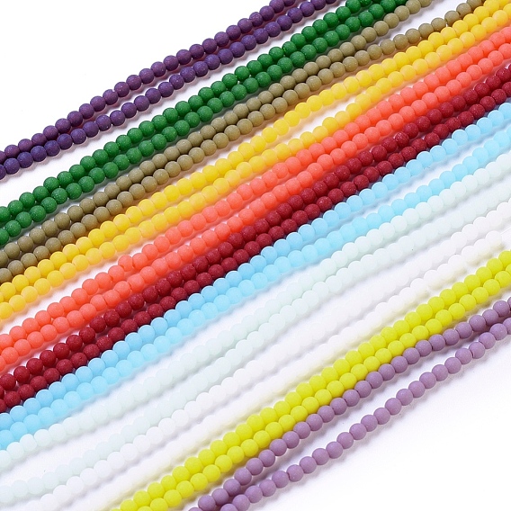 Frosted Opaque Glass Bead Strands, Round