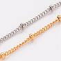 Ion Plating(IP) 304 Stainless Steel Twisted Chains, Curb Chains, Soldered, Satellite Chains, with Spool, Rondelle Beads