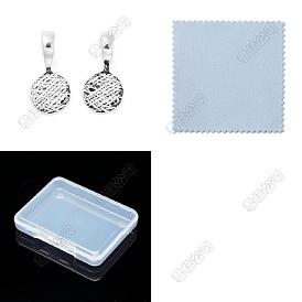 2Pcs 925 Sterling Silver Glue-on Flat Pad Bails, 1Sheet Double Sided Suede Fabric Silver Polishing Cloth