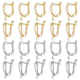 24шт. 4 стили латунные серьги-кольца фурнитура, с защелкой сзади и горизонтальными петлями, долговечный