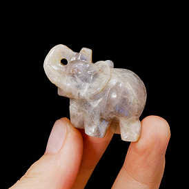 Украшение для выставки товаров фигурки слона из натурального лунного камня, украшения из энергетических камней
