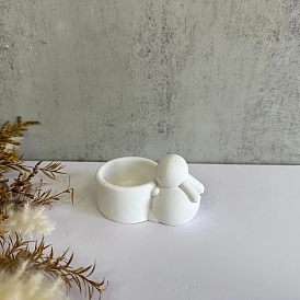 DIY Rabbit Candle Holder Silicone Molds, Resin Cement Plaster Casting Molds