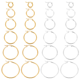 24Pair 12 Style 304 Stainless Steel Huggie Hoop Earring for Women, Hypoallergenic Earrings