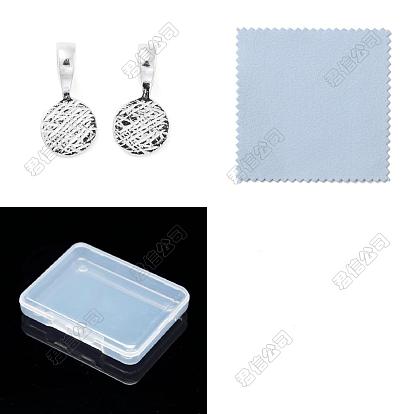 2Pcs 925 Sterling Silver Glue-on Flat Pad Bails, 1Sheet Double Sided Suede Fabric Silver Polishing Cloth