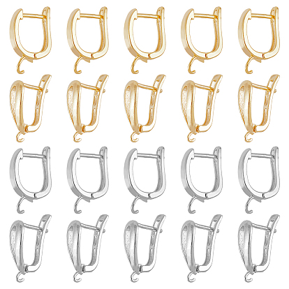 24шт. 4 стили латунные серьги-кольца фурнитура, с защелкой сзади и горизонтальными петлями, долговечный
