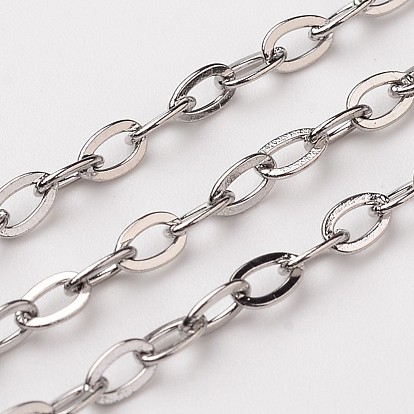 304 Stainless Steel Cable Chains, Soldered, Flat Oval