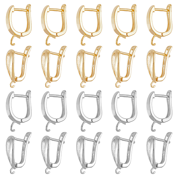 24шт. 4 стили латунные серьги-кольца фурнитура, с защелкой сзади и горизонтальными петлями, долговечный