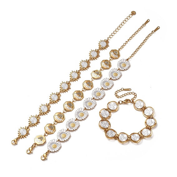 304 Браслеты-цепочки из нержавеющей стали с эмалированным покрытием для женщин, золотые и нержавеющая сталь цвет