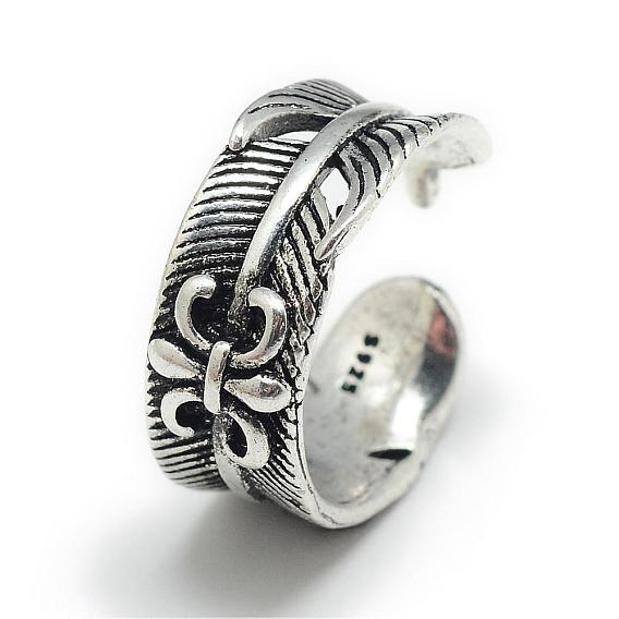 Adjustable Alloy Cuff Finger Rings, Fleur De Lis, Size 7