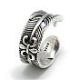 Adjustable Alloy Cuff Finger Rings, Fleur De Lis, Size 7