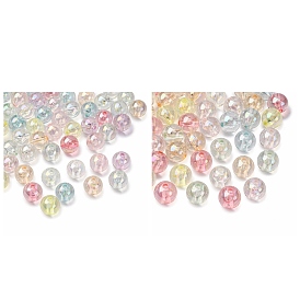 Прозрачные акриловые бусины, круглые, с покрытием AB цвета