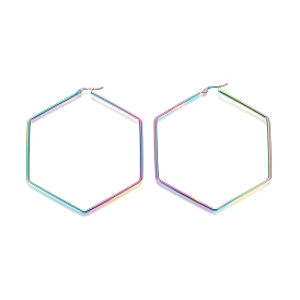 304 геометрические угловые серьги-кольца из нержавеющей стали., гипоаллергенные серьги, шестиугольник