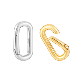 2 шт. 2 цвета 925 застежки-пружинки из стерлингового серебра, овальные