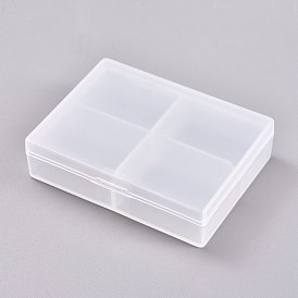 4 Grids Polypropylene(PP) Storage Box, for Crafting, Beading, Nail Art Rhinestones, Diamond Embroidery, Rectangle