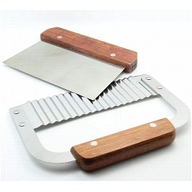 Gorgecraft Stainless Steel Dough Scraper & Blade Cutting Tool, with Wood Handle