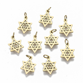 304 Stainless Steel Pendants, Laser Cut, with Jump Rings, Star of David