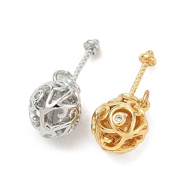 Полые круглые латунные подвески с микропаве из кубического циркония, с целью перехода в кольце, долговечный, стойки покрытие, без свинца и без кадмия