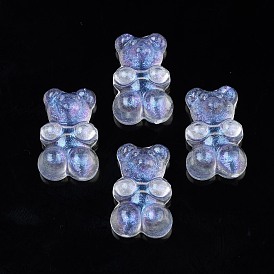 Transparent Acrylic Beads, Glitter Powder, Bear