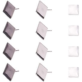 DIY Ohrring machen, mit Messingbolzenohrringeinstellungen und transparenten quadratischen Glascabochons