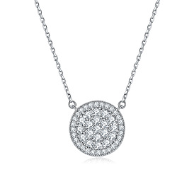 Sparkling Round Diamond Pendant Necklace in Sterling Silver for Women