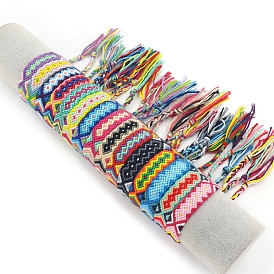 Браслет из плетеного шнура из полиэстера с ромбами в этническом стиле, регулируемый браслет