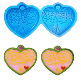 Heart with Tree of Life Pendant Silicone Molds, Resin Casting Molds, for DIY UV Resin & Epoxy Resin Jewelry Making