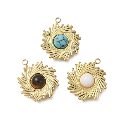 Подвески в стиле бохо с драгоценными камнями, 304 подвески-вихри из нержавеющей стали, золотые