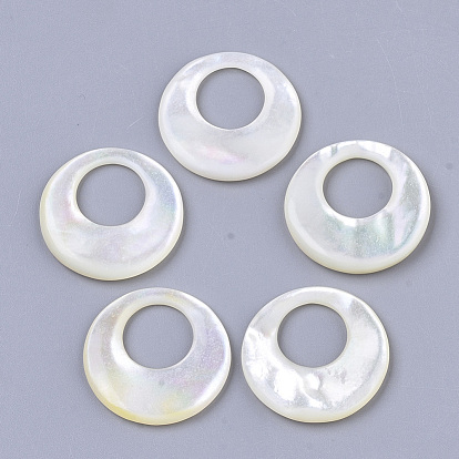 White Shell Pendants, Flat Round
