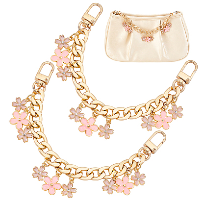 2 шт., удлинители ремешка для кошелька с подвеской из эмали в виде сакуры, с алюминиевыми цепями бордюра, принадлежности для изготовления кошельков