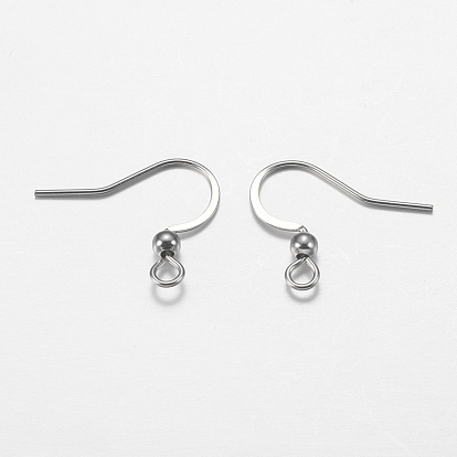 304 Stainless Steel French Earring Hooks, with Horizontal Loop, Flat Earring Hooks