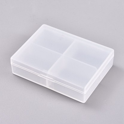 4 Grids Polypropylene(PP) Storage Box, for Crafting, Beading, Nail Art Rhinestones, Diamond Embroidery, Rectangle