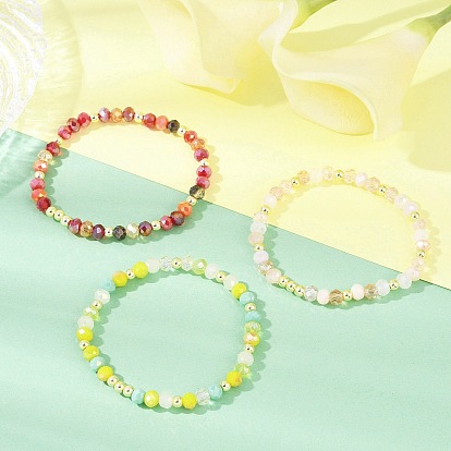 Граненые круглые гальванизированные стеклянные бусины эластичные браслеты для женщин, с Гальваническим немагнитных синтетическими гематита бисера