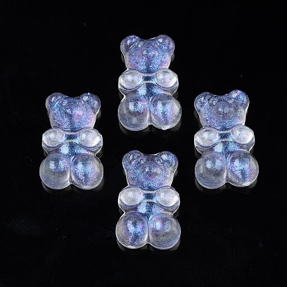 Transparent Acrylic Beads, Glitter Powder, Bear