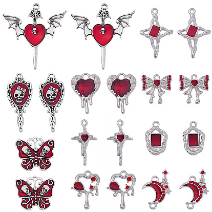 20 шт. 10 подвески в стиле готического сплава с эмалью, античное серебро