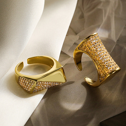 Модные латунные микропаве кубические цирконии регулируемые манжеты открытые кольца для женщин, самородки